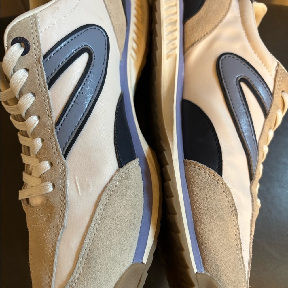 Tretorn Rawlins Shoes Womens 7.5 White Gray Blue Retro Sneakers Suede Leather - Picture 3 of 7